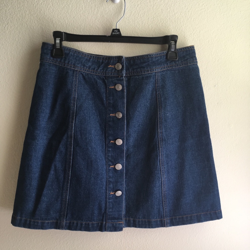 Dark Jean Denim Button Up Skirt